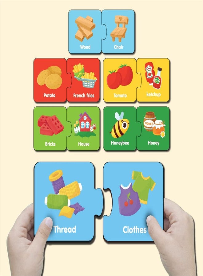YaYplay How it Made 2 Piece Wooden Jigsaw Puzzle, Set of 6 Wooden Puzzle for Kids, Montessori Early Educational Pre School-Puzzle Toys for 2+ Ys Kids - Image 1